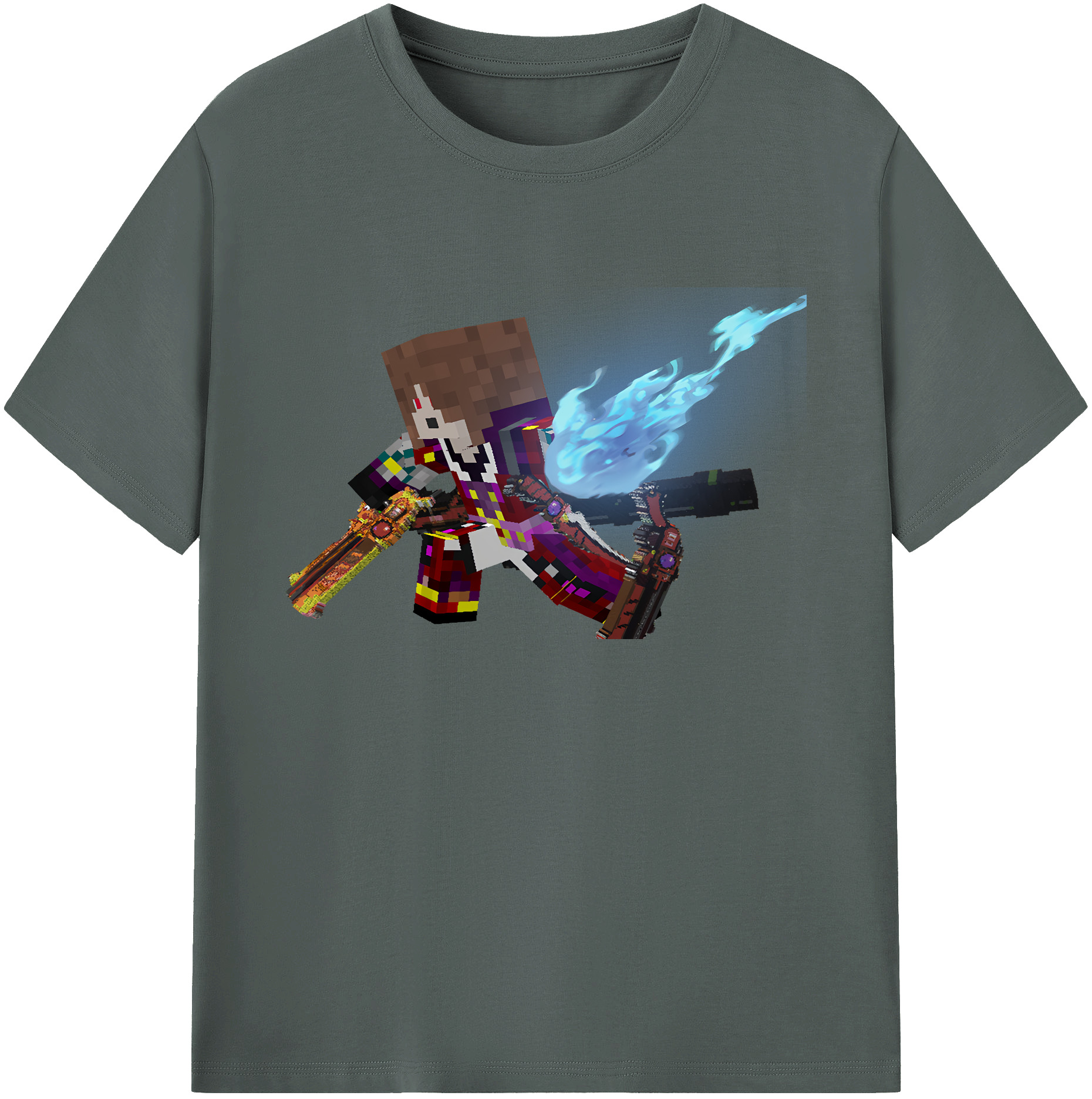 （画像用） マインクラフト ブロックの世界 Minecraft MC Block world 綿100％ メンズ半袖Tシャツ｜肌触りやわらか＆通気性